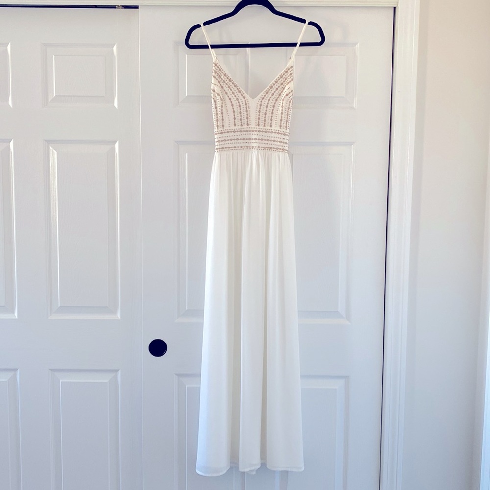 White Beaded Top Maxi Dress